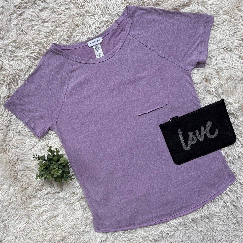First Love Exposed Seam Short Sleeve Top  💗 Lavender